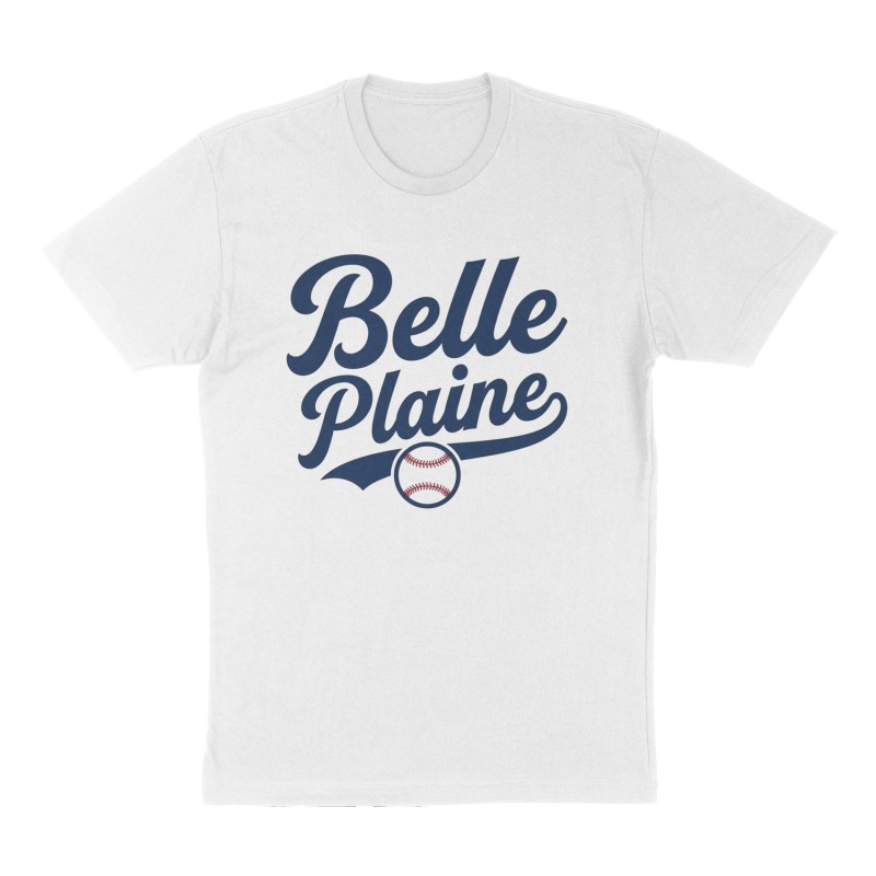 Custom t-shirt: "Belle Plaine", Front print, white shirt