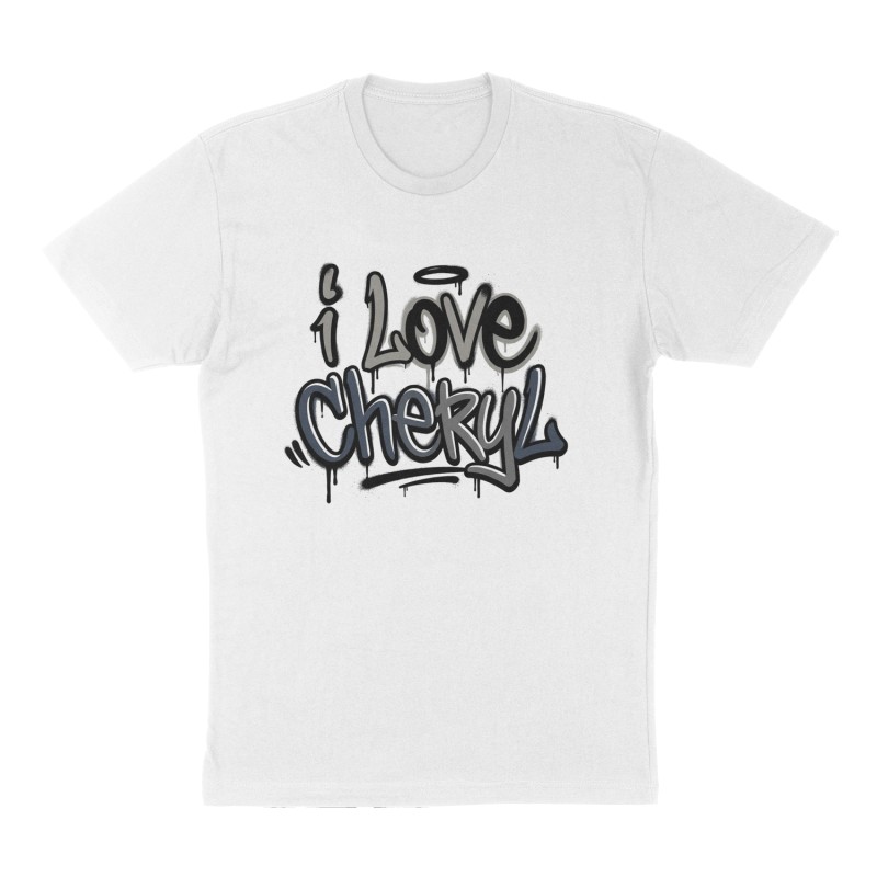 Custom t-shirt: "i love cheryl", Front print, white shirt