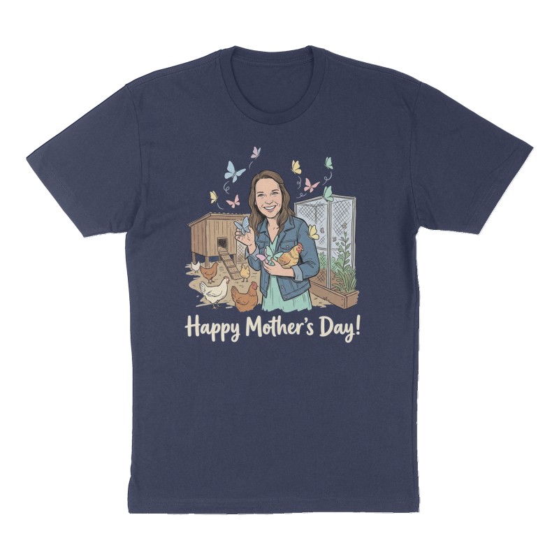 Custom t-shirt: "Happy Mother’s Day!", Front print, navy shirt
