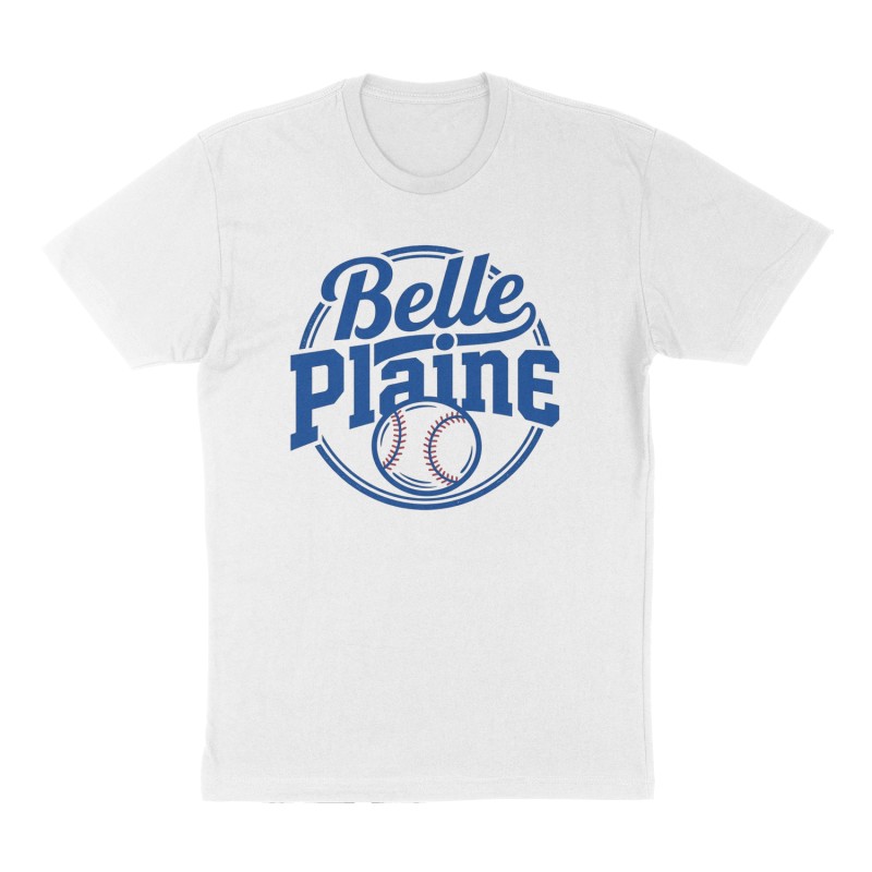Custom t-shirt: "Belle Plaine", Front print, white shirt