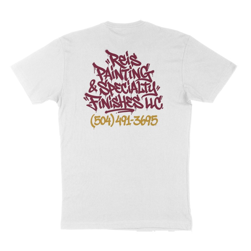 Custom t-shirt: "Reis Painting & Specialty Finishes LLC", Back print, white shirt