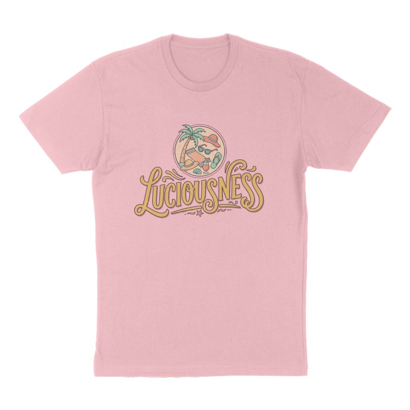 Custom t-shirt: "Luciousness", Front print, pink shirt