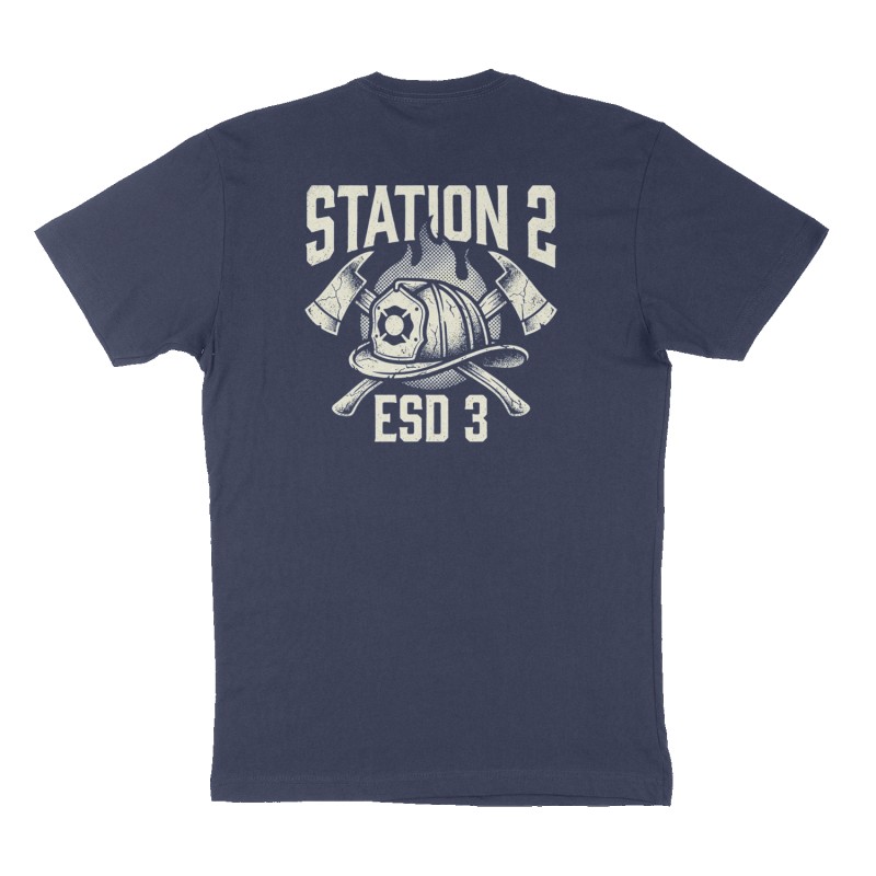 Custom t-shirt: "Station 2", Back print, navy shirt