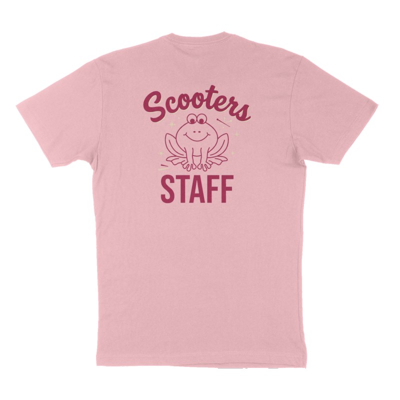 Custom t-shirt: "Scooters staff", Back print, pink shirt