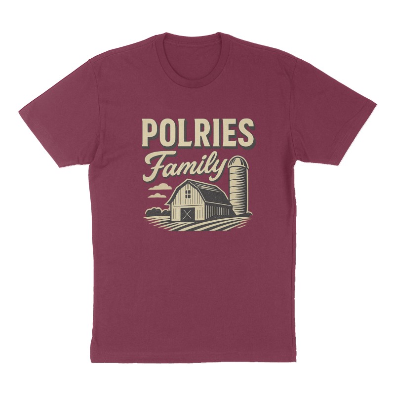 Custom t-shirt: "Polries Family ", Front print, maroon shirt