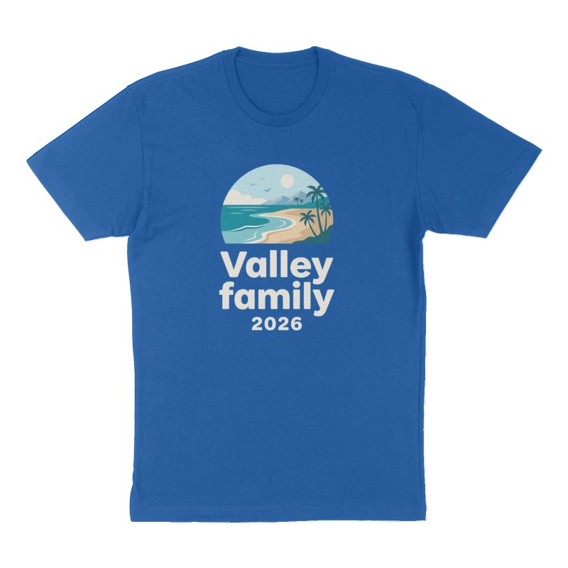 Custom t-shirt: "Valley family", Front print, royal-blue shirt