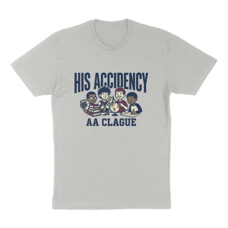 Custom t-shirt: "His Accidency", Front print, heather-gray shirt