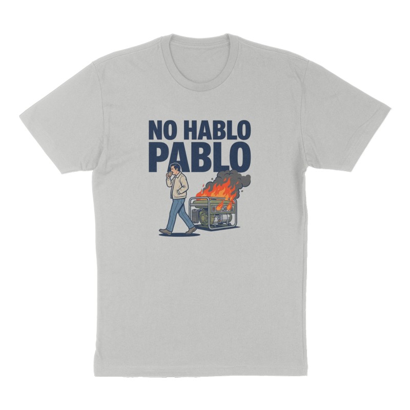 Custom t-shirt: "No hablo Pablo", Front print, heather-gray shirt
