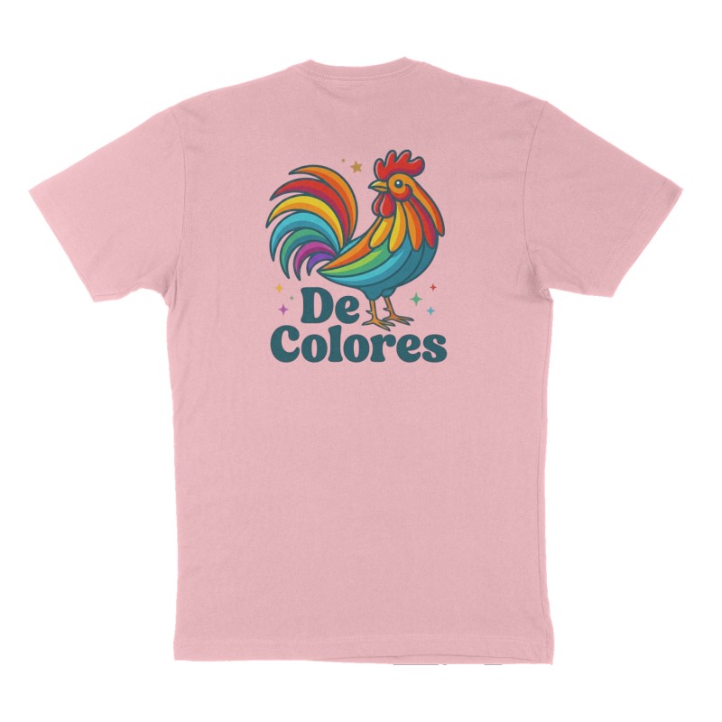 Custom t-shirt: "De Colores", Back & Front print, pink shirt