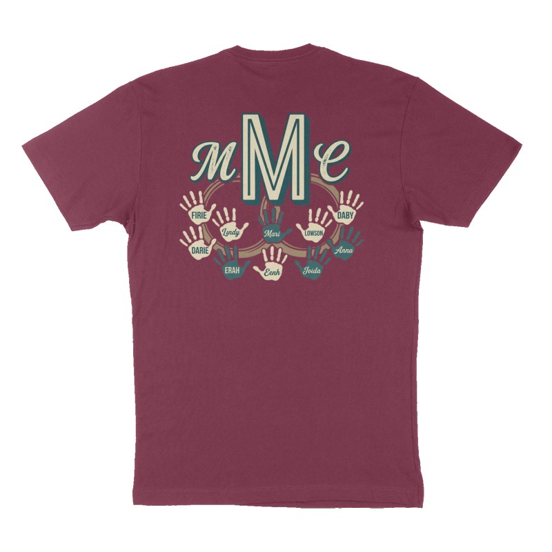Custom t-shirt: "MMC", Back print, maroon shirt