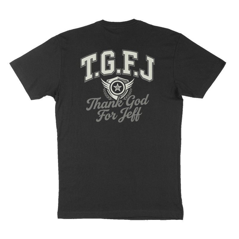 Custom t-shirt: "T.G.F.J.", Back print, black shirt