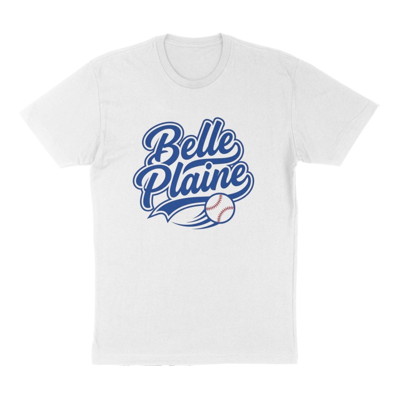Custom t-shirt: "Belle Plaine", Front print, white shirt