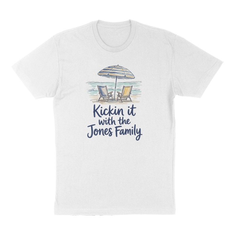 Custom t-shirt: " Kickin it with the Jones Family", Front print, white shirt
