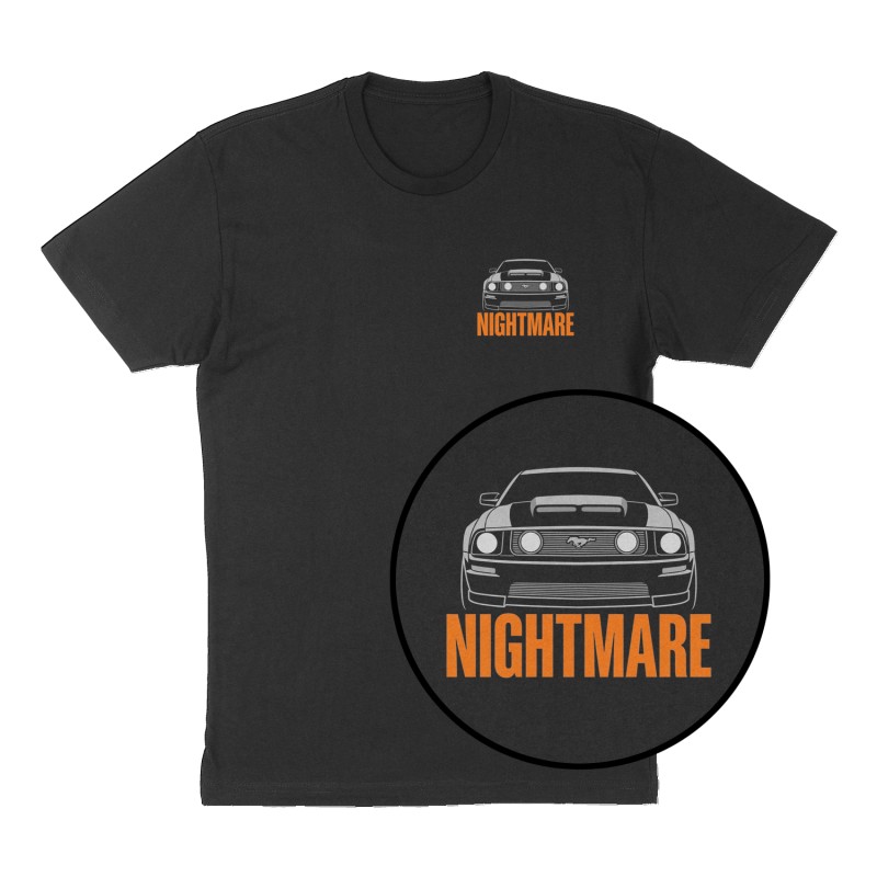 Custom t-shirt: "Nightmare", Left Chest print, black shirt