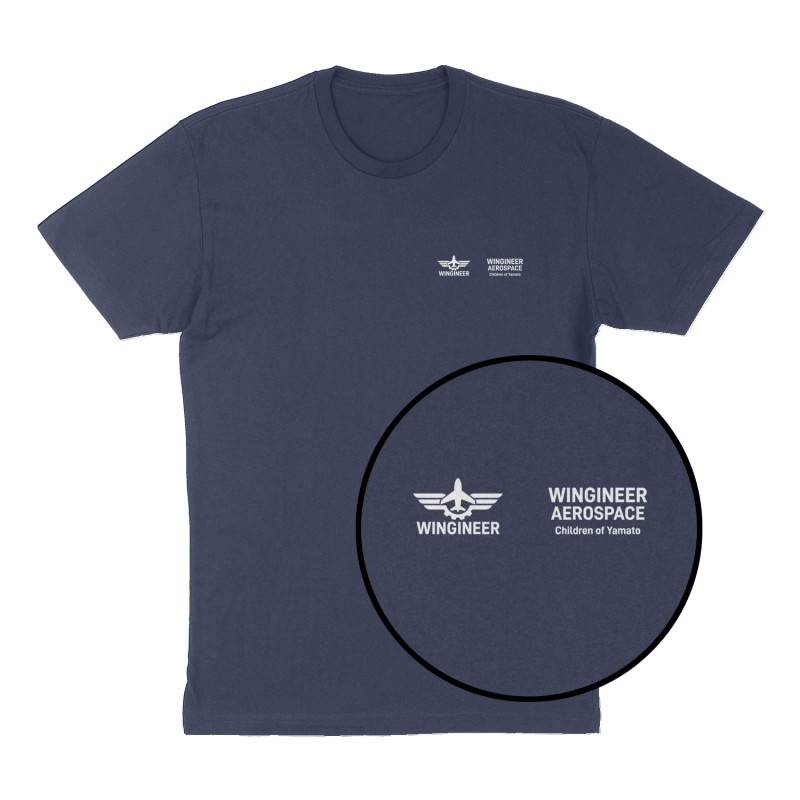 Custom t-shirt: "WINGINEER AEROSPACE", Left Chest & Back print, navy shirt
