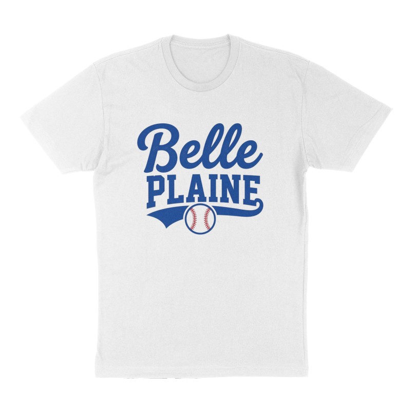 Custom t-shirt: "Belle Plaine", Front print, white shirt