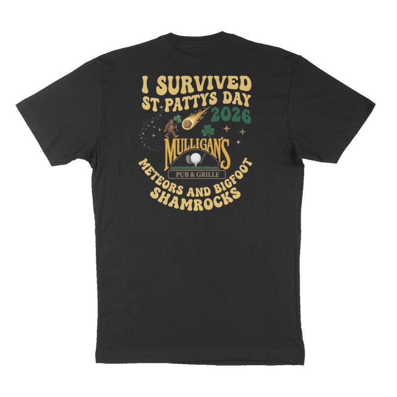 Custom t-shirt: "I survived St Pattys Day 2026", Back print, black shirt