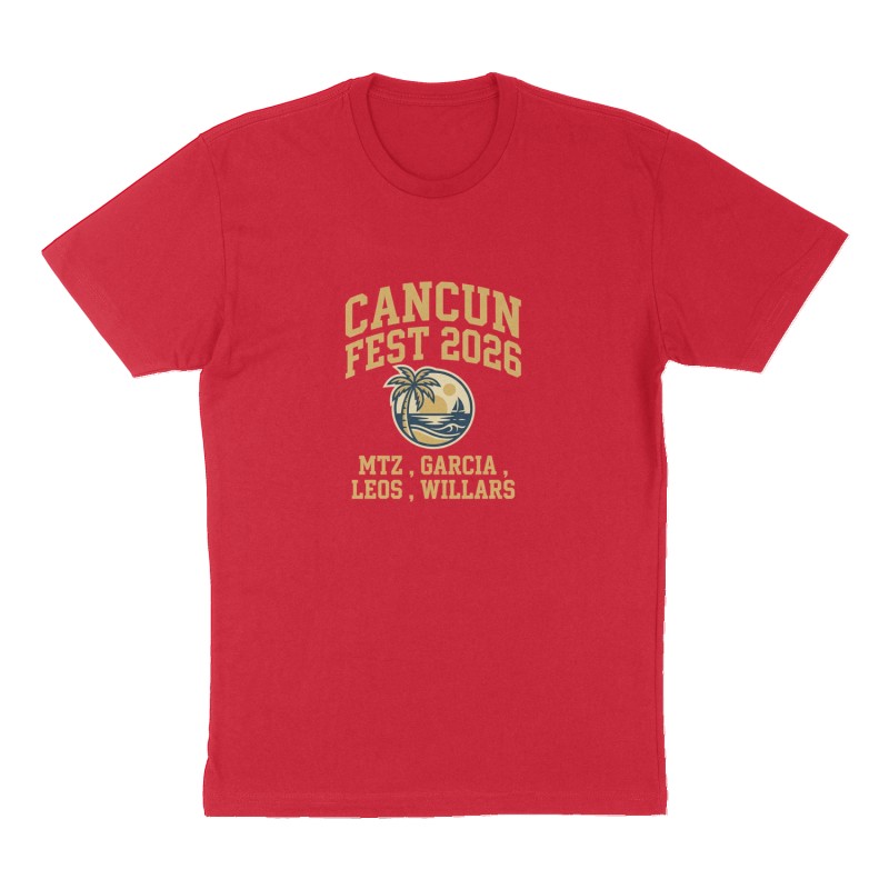 Custom t-shirt: "Cancun Fest 2026 ", Front print, red shirt