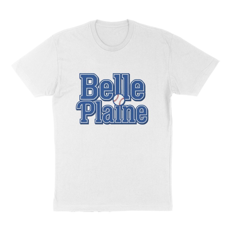 Custom t-shirt: "Belle Plaine", Front print, white shirt