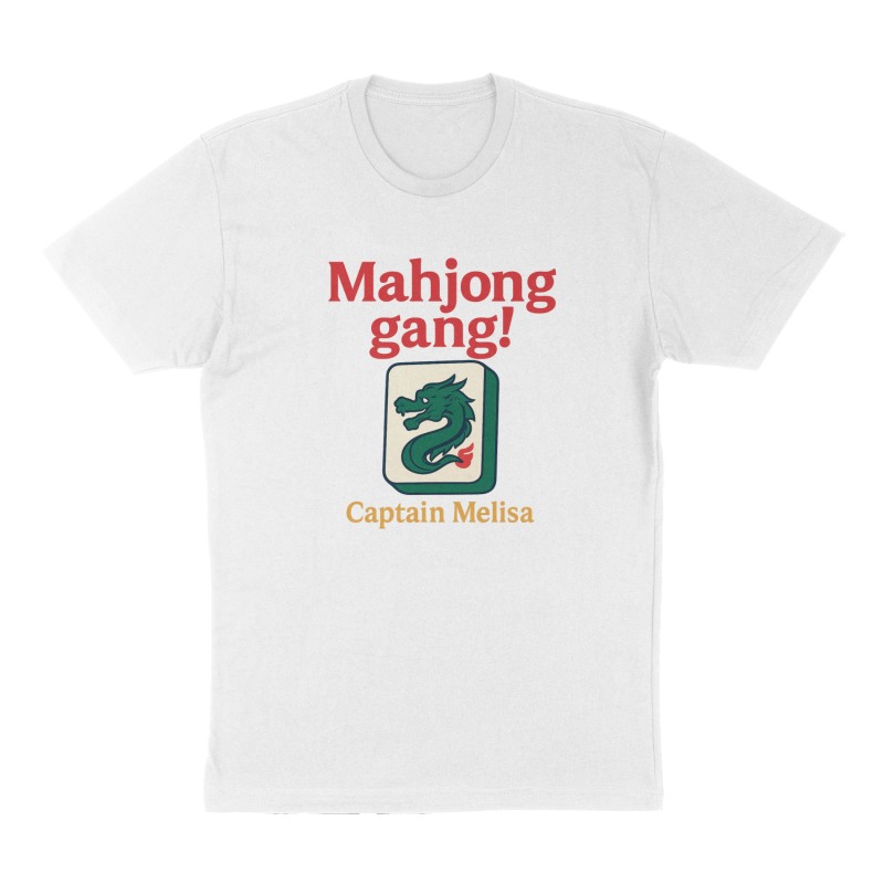 Custom t-shirt: "Mahjong gang! ", Front print, white shirt