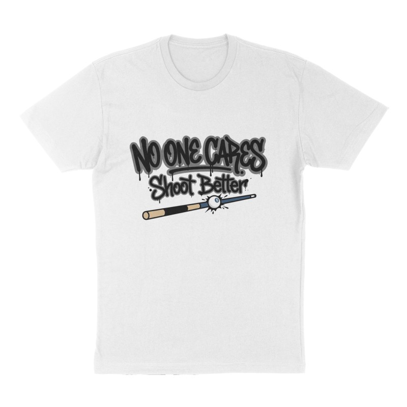 Custom t-shirt: "NO ONE CARES", Front print, white shirt