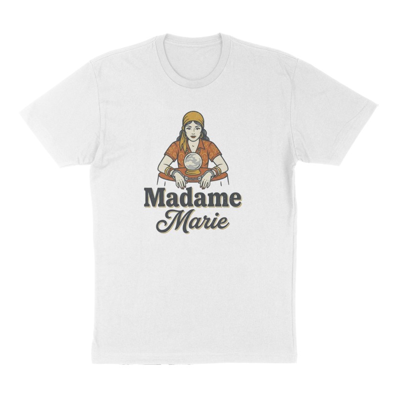 Custom t-shirt: "Madame Marie", Front print, white shirt
