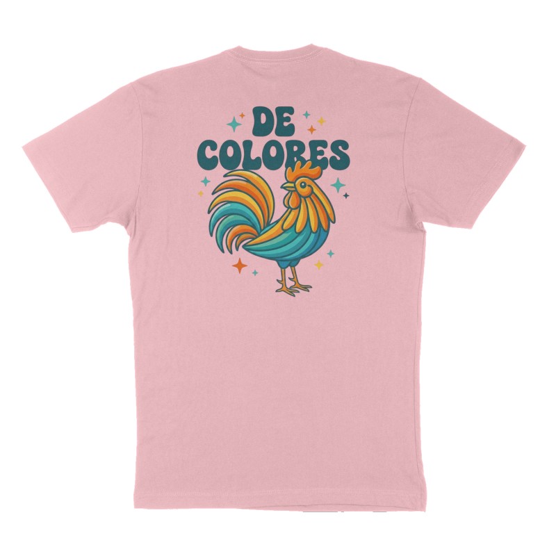 Custom t-shirt: "De Colores", Back print, pink shirt