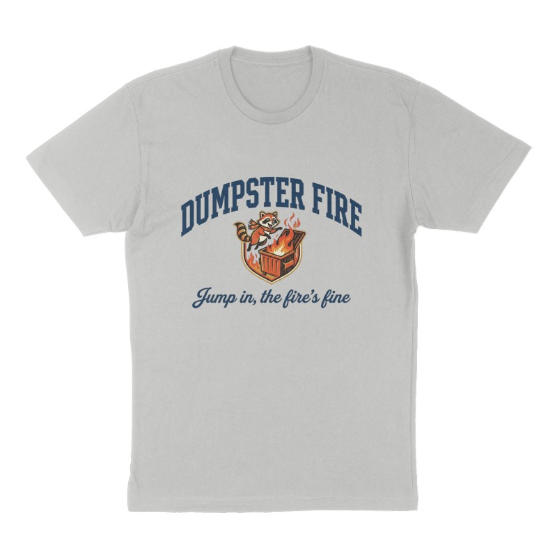 Custom t-shirt: "Dumpster Fire", Front print, heather-gray shirt