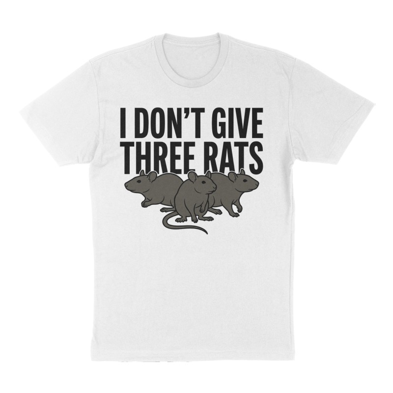 Custom t-shirt: "I don’t give three rats", Front print, white shirt