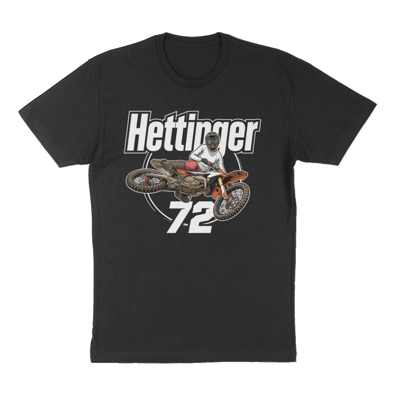 Custom t-shirt: "Hettinger 72", Front print, black shirt