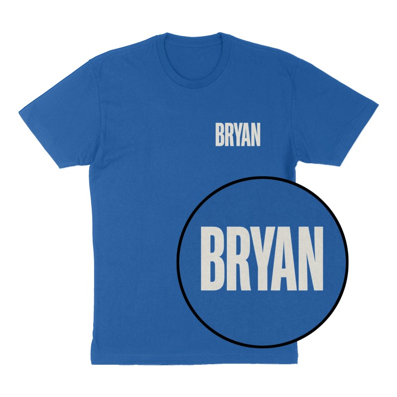 Custom t-shirt: "Bryan", Left Chest print, royal-blue shirt