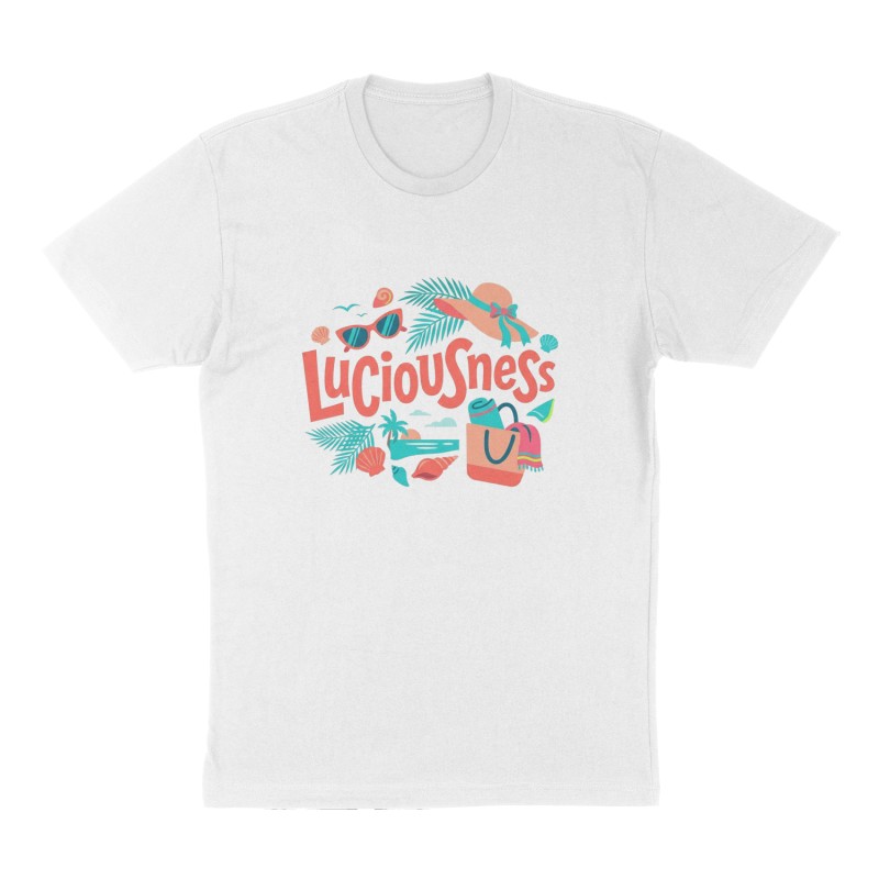 Custom t-shirt: "Luciousness", Front print, white shirt