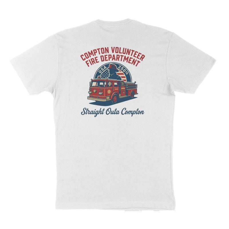 Custom t-shirt: "Compton volunteer fire department ", Back print, white shirt