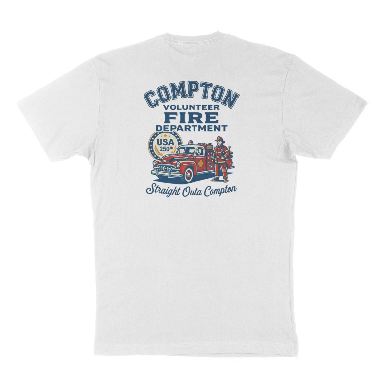 Custom t-shirt: "Compton volunteer fire department ", Back print, white shirt