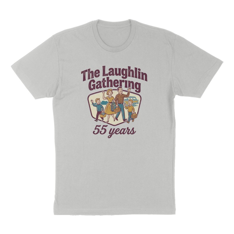 Custom t-shirt: "The Laughlin Gathering ", Front print, heather-gray shirt