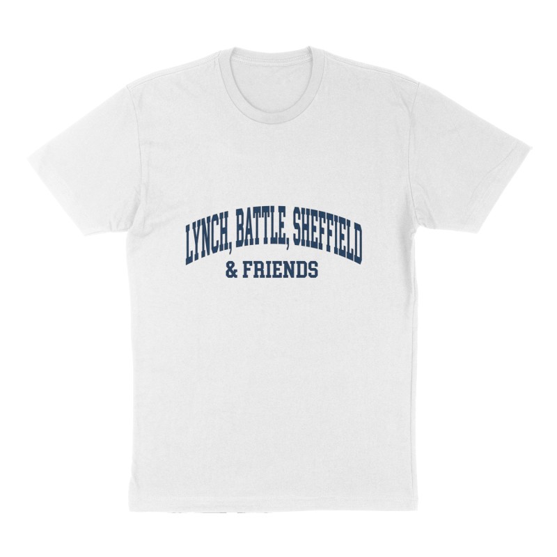 Custom t-shirt: "Lynch, Battle, Sheffield & Friends", Front print, white shirt