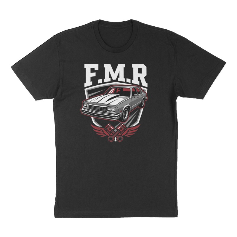 Custom t-shirt: "F.M.R", Front print, black shirt