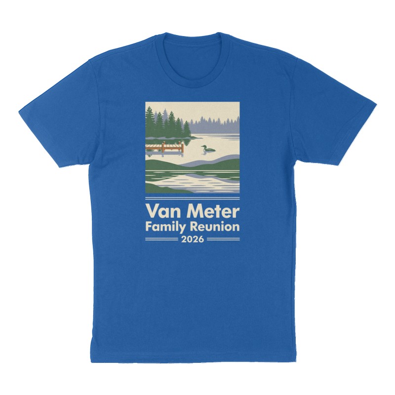 Custom t-shirt: "Van Meter Family Reunion", Front print, royal-blue shirt