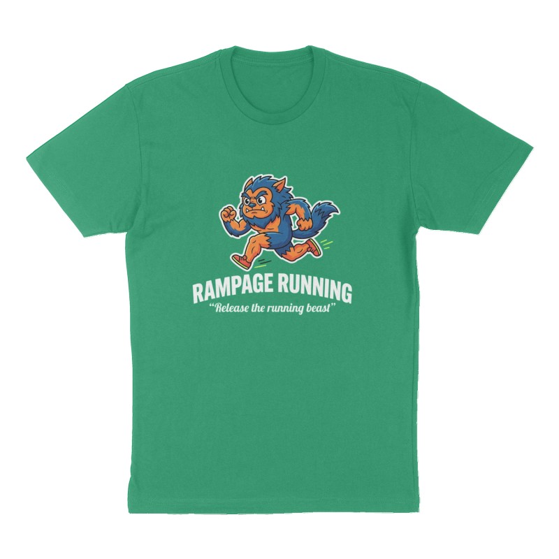 Custom t-shirt: "RAMPAGE RUNNING ", Front print, green shirt