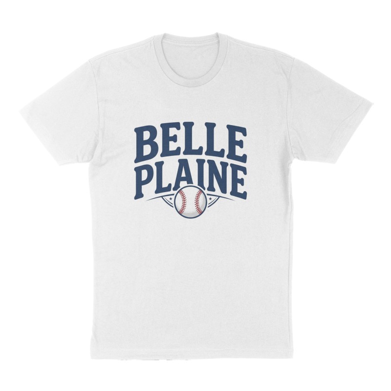 Custom t-shirt: "Belle Plaine", Front print, white shirt