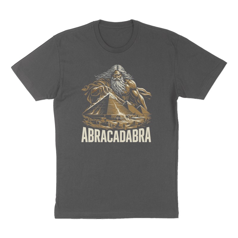 Custom t-shirt: "Abracadabra ", Front print, charcoal shirt