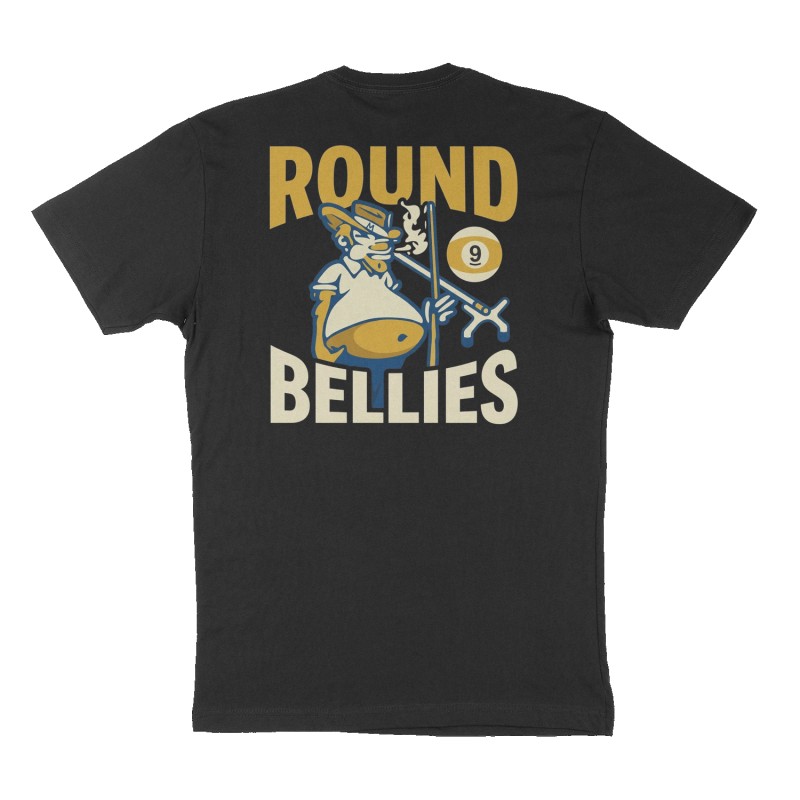 Custom t-shirt: "Round Bellies ", Back print, black shirt