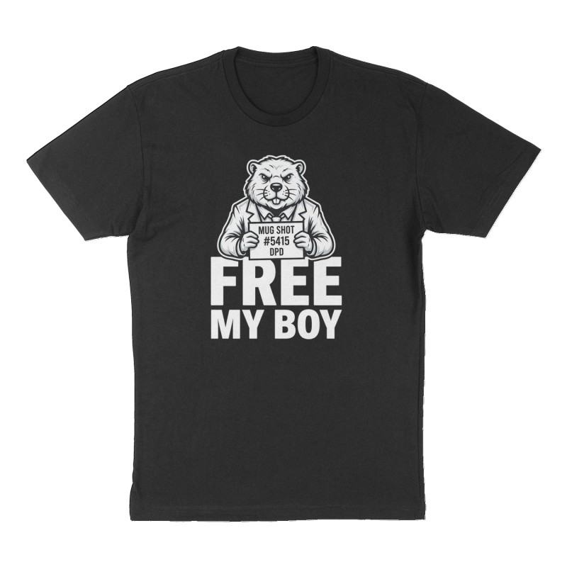Custom t-shirt: "FREE MY BOY", Front print, black shirt