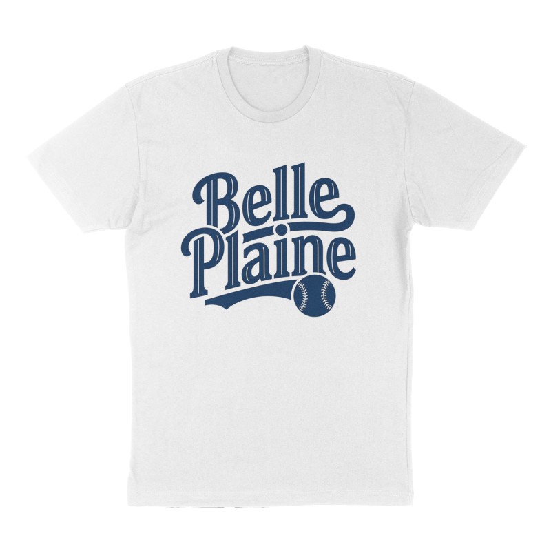 Custom t-shirt: "Belle Plaine", Front print, white shirt