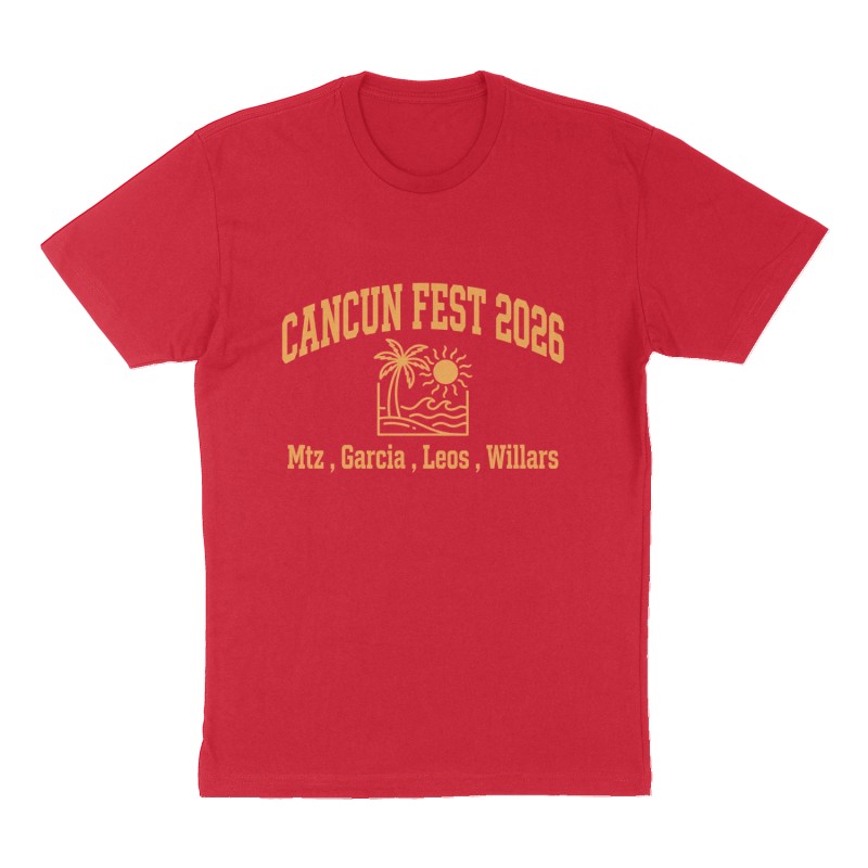 Custom t-shirt: "Cancun Fest 2026 ", Front print, red shirt