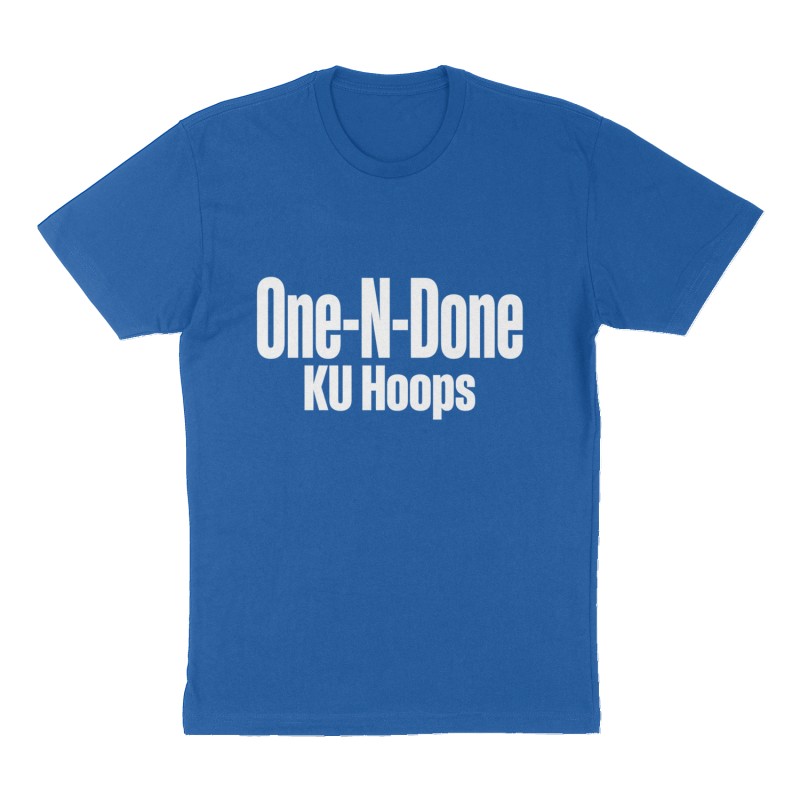 Custom t-shirt: "One-N-Done", Front print, royal-blue shirt