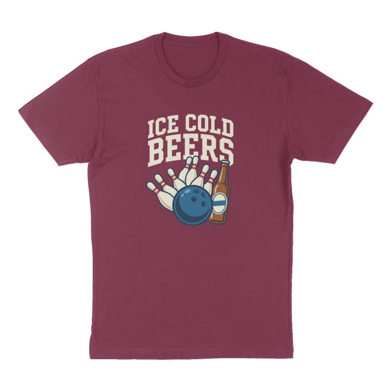 Custom t-shirt: "Ice Cold Beers", Front print, maroon shirt