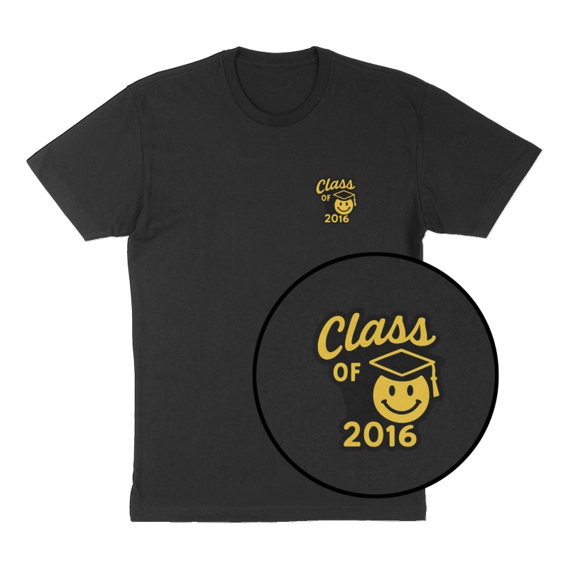 Custom t-shirt: "Class of 2016", Left Chest print, black shirt