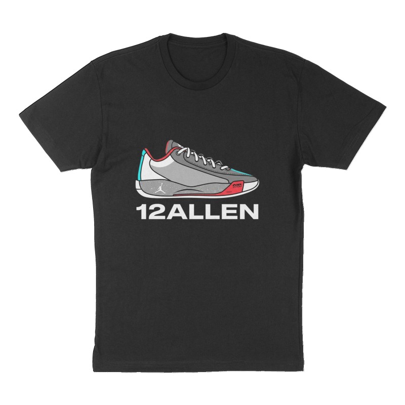 Custom t-shirt: "12Allen", Front print, black shirt