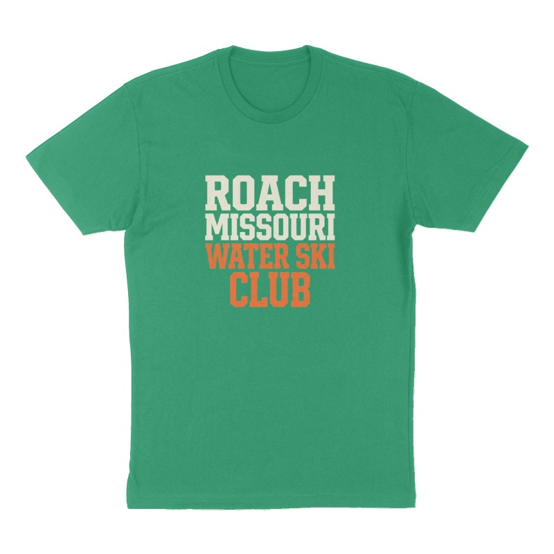 Custom t-shirt: "Roach Missouri Water Ski Club", Front print, green shirt